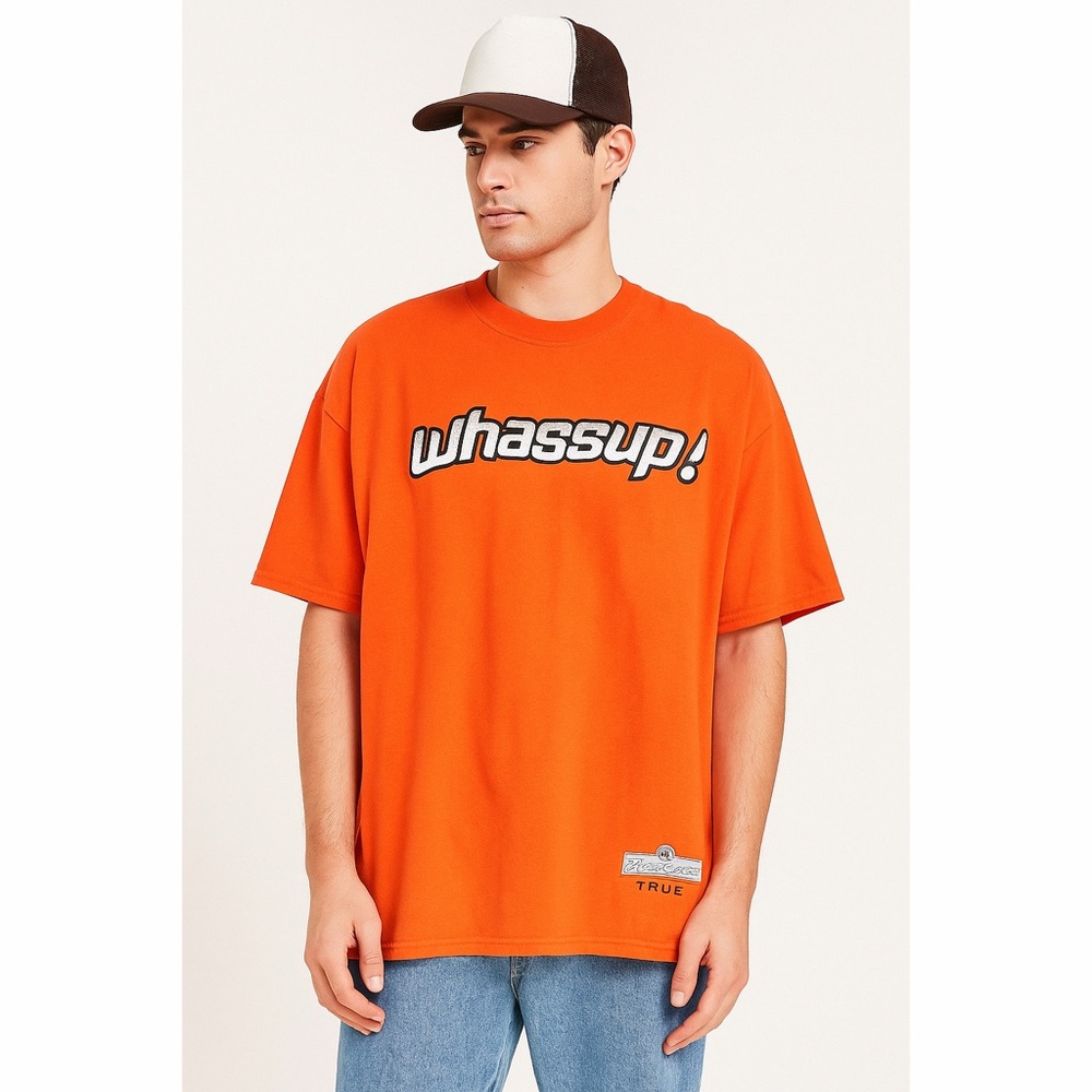 Gildan VTG Whassup Budweiser Beer Graphic Logo Crewneck Short Sleeve Unisex Tee